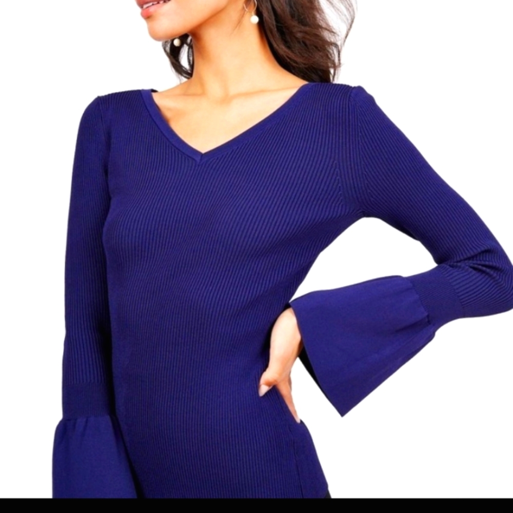 Ava Bell Sleeve Deep Blue Med blouse top blouse